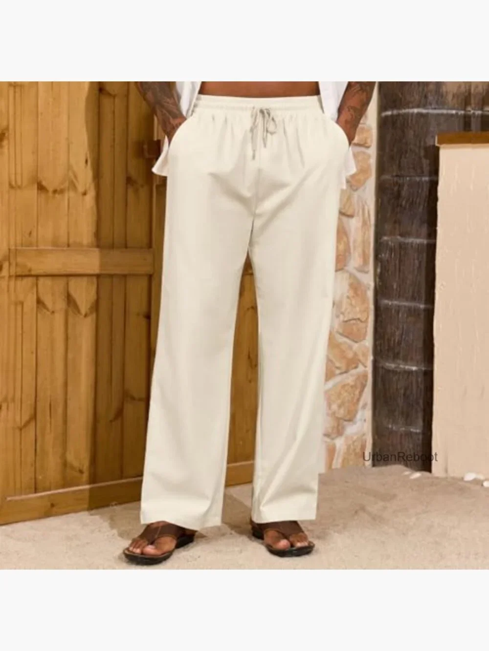 Men's Baggy Cargo Pants Elastic Waist Drawstring with Pockets
